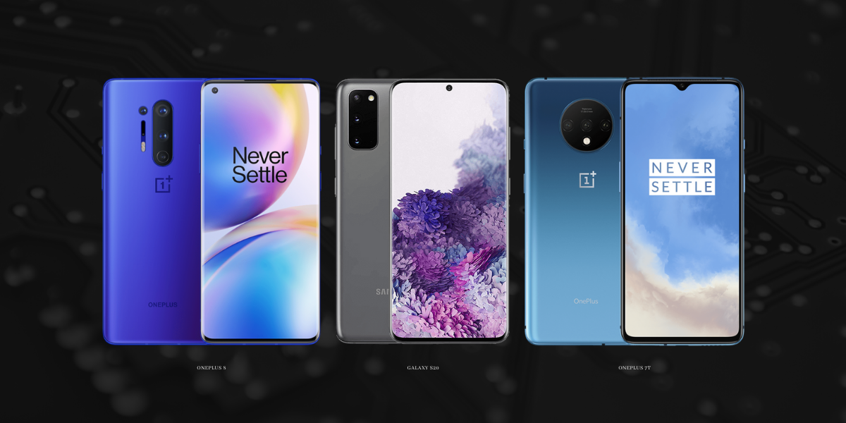 OnePlus 8 vs OnePlus 7T vs Samsung Galaxy S20 Specs Comparison